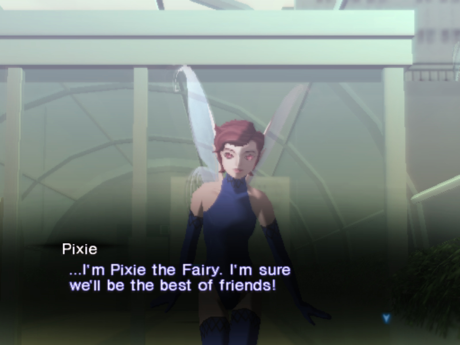 Pixie, a fairy demon, saying to the protag that she is sure they gonna be best friends